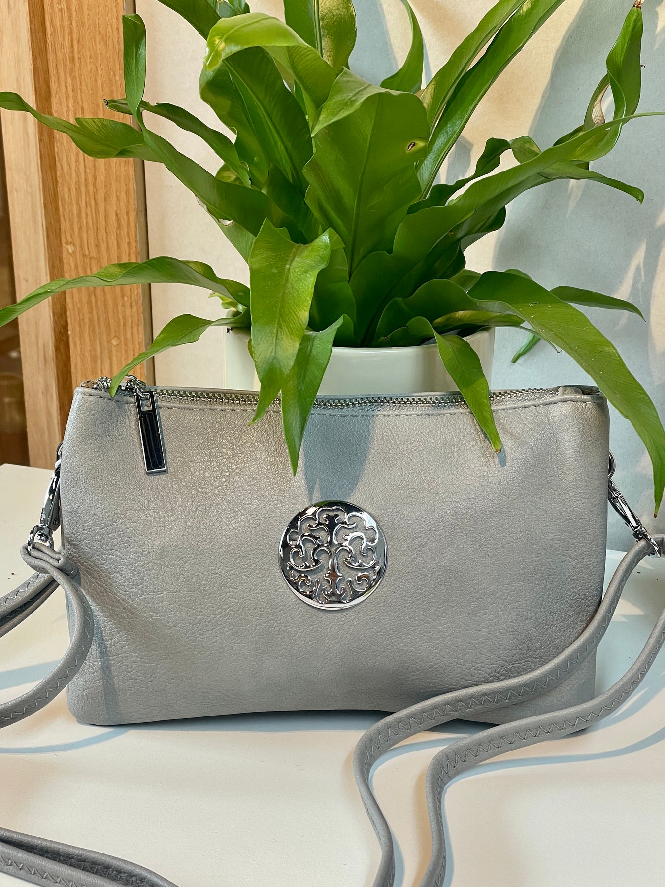 Designer Inspired Cross Body Style Bag With Tree Badge Detail – The Secret  Boutique
